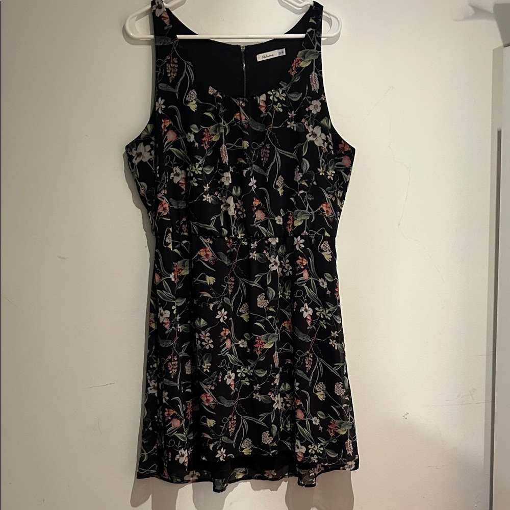 Floral Black Sleeveless Dress